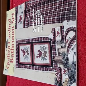 a pattern booklet for the Quilted Cardinal Bathroom Set by Barbara Clayton.